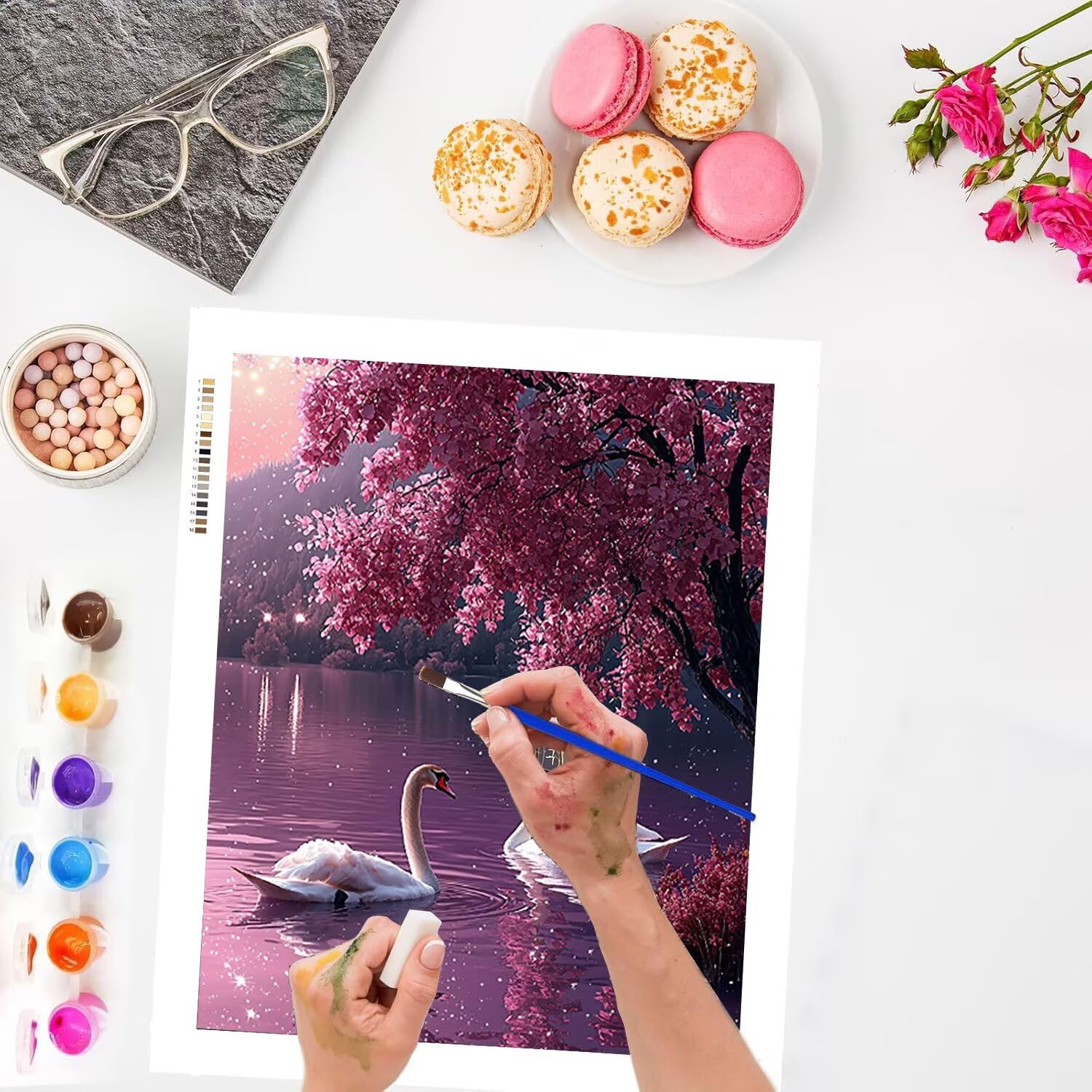 WEISHIWE Cigno sul lago Dipingere con i Numeri per Adulti, 70x90cm a-944