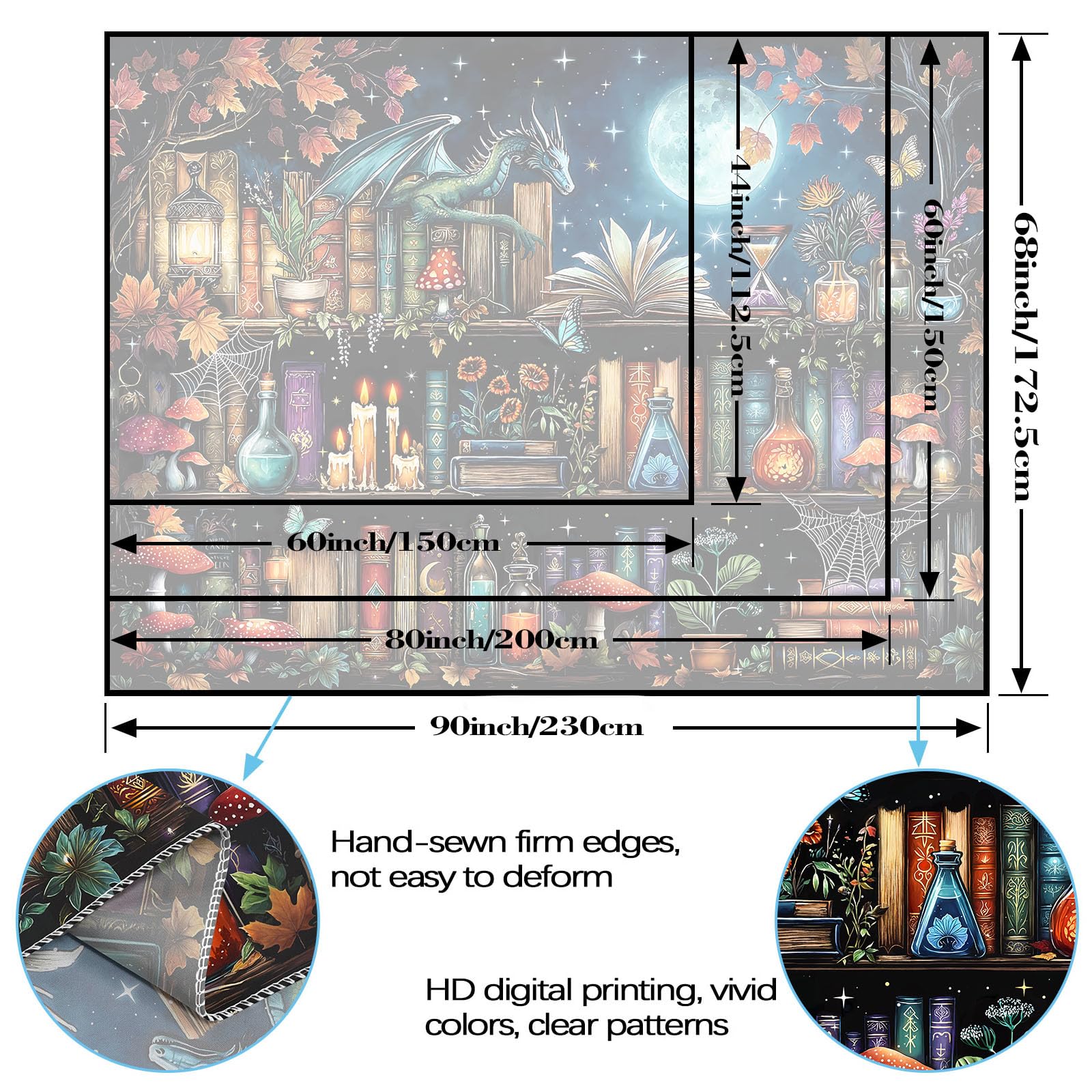 Accnicc Botanical Bookshelf Tapestry Lush Green Plant Book Shelf Tapestries Wall Hanging Art Vintage Retro Potted Plants Academics Library Book Tapestry for Bedroom Living Room Dorm 80 x 60 inch