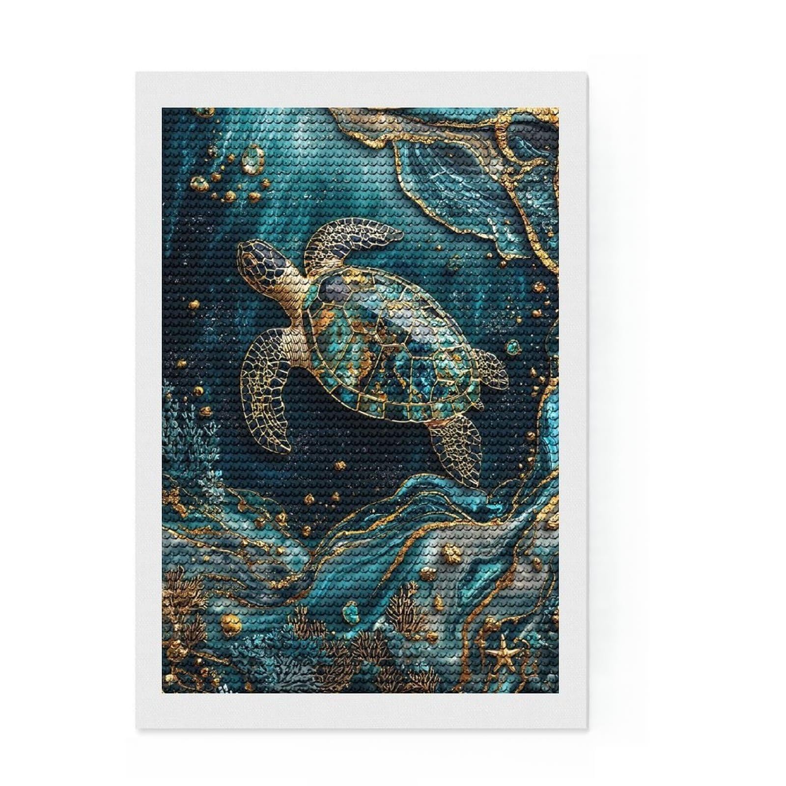 Junmoney Eternal Tidekeeper Kintsugi Art Diamond Art Kit 8"x12", for Family Craft Time, Adhesive Canvas, Modern Decor, Festive Craft Gift, with Tool Kit