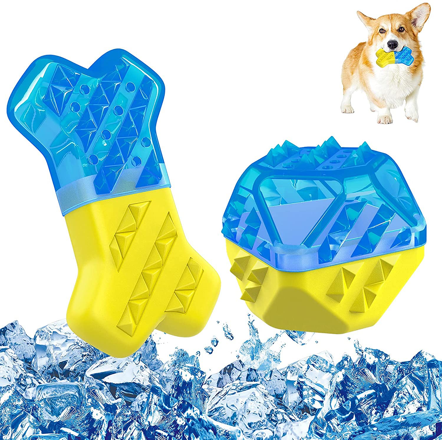 KASTWAVE Pet Teether Cooling Chew Toys, Freezable Teething Toy for Puppies, Freeze Interactive Toys in Summer, Cooling Frozen Dog Treat Training Tools for Small and Medium Dogs
