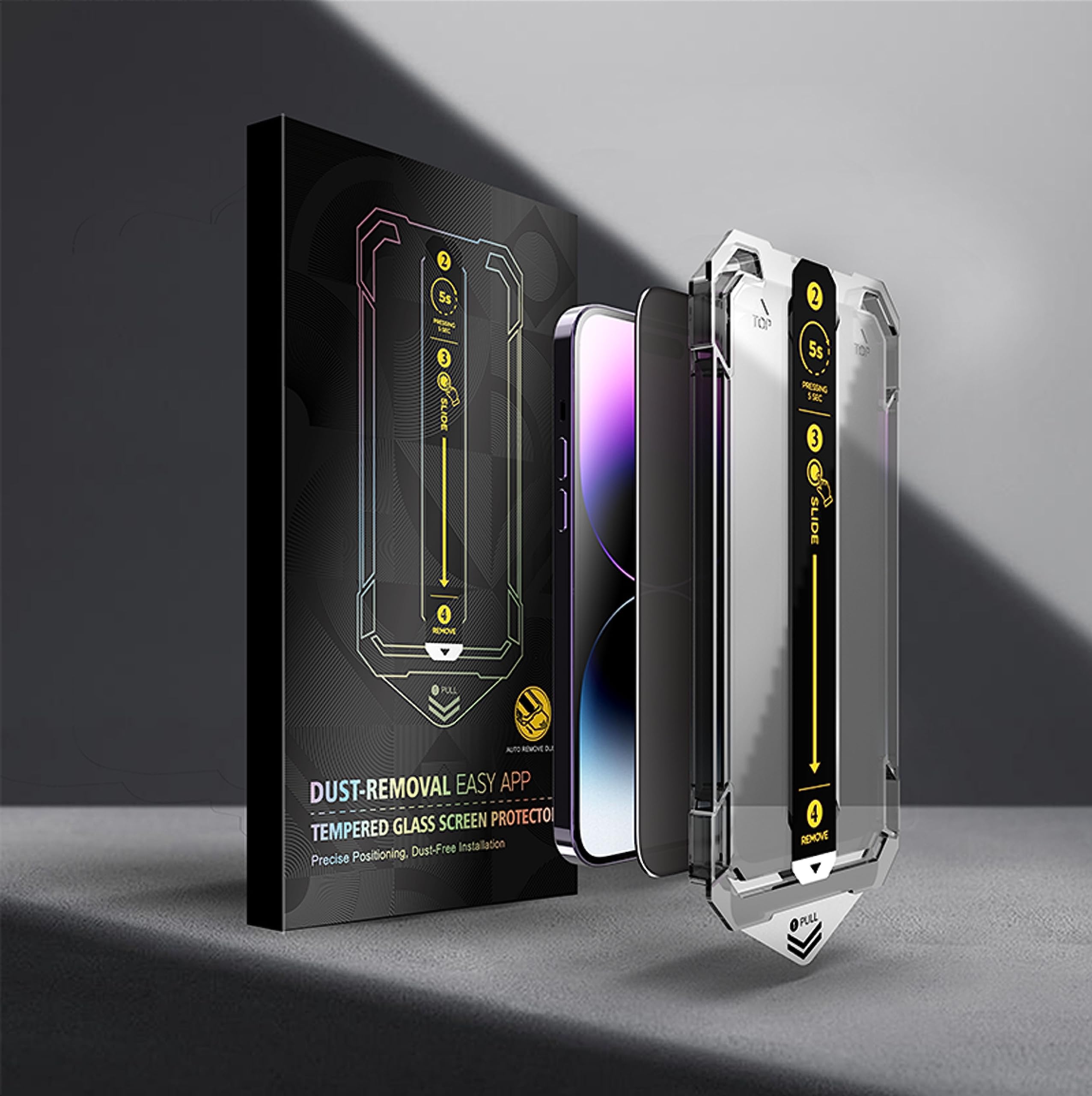 [Privacy] Auto Alignment [iPhone 14 PRO] Screen Protector (2023) Generic Tempered Glass [Case Friendly] with Sensor Protection | Anti-Scratch, Anti-Fingerprint