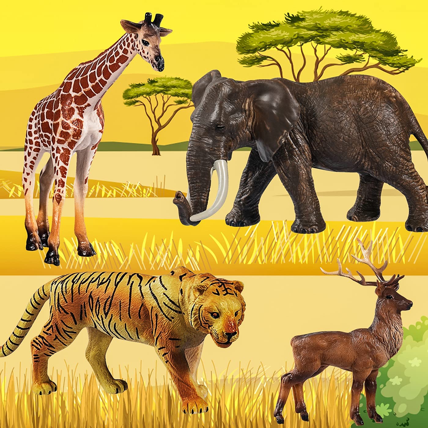 Buy Max Fun 12pcs Giant Jungle Animal Toys, Giant Realistic Jungle