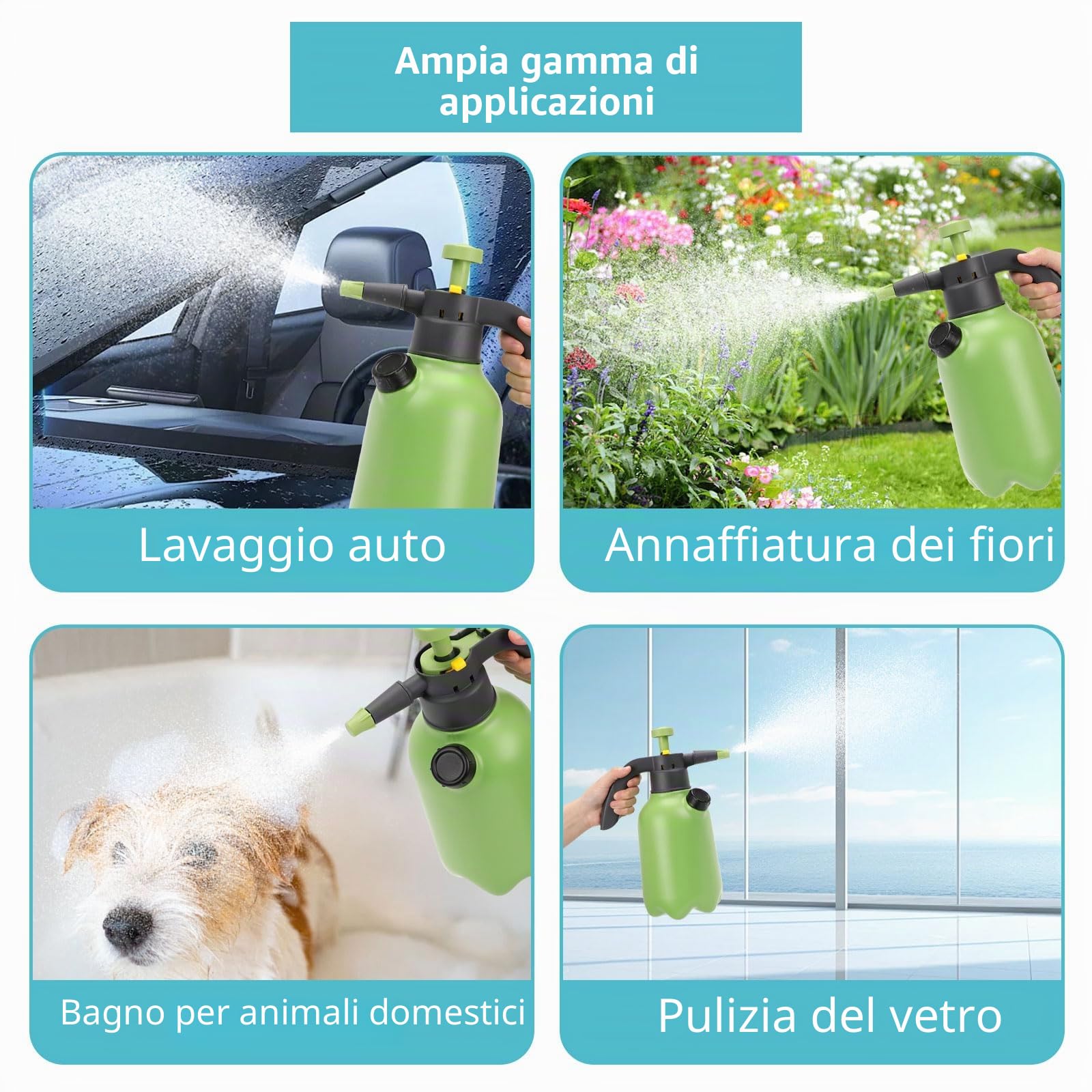 BigKing Spruzzatore a pressione compatta da 2 l, bottiglia spray con asta di estensione per giardino, irrigazione in vaso all'interno