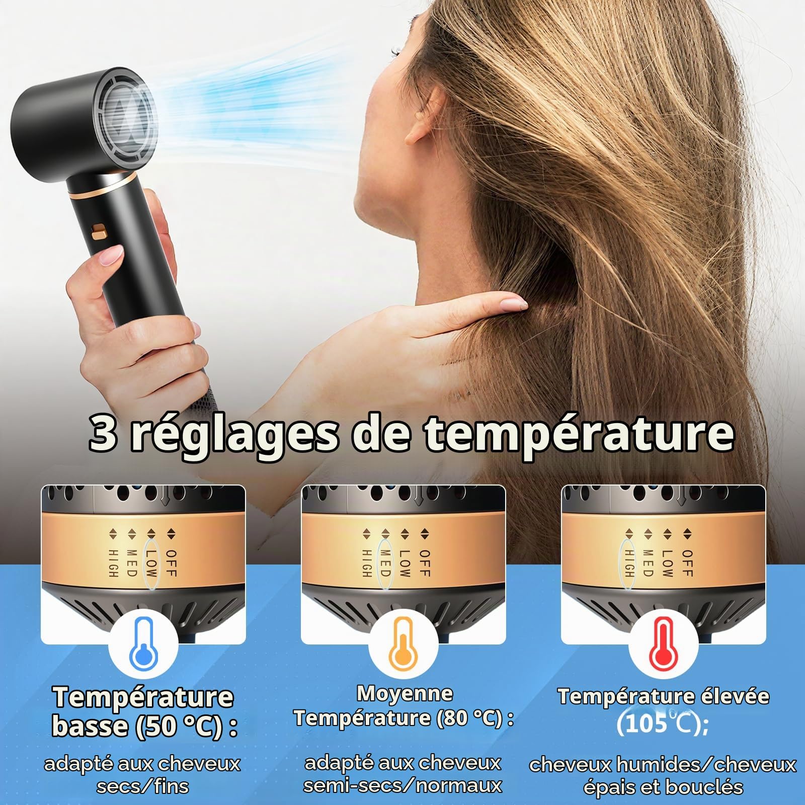 Airbrush 5 en 1, Air Styler 5 en 1, Hairstyler avec Seche Cheveux, Brosse Soufflante, 32mm Fer a Boucler, Thermal Brush, Pas de Dommage Thermique, pour Cheveux Secs, Lissés, Bouclés