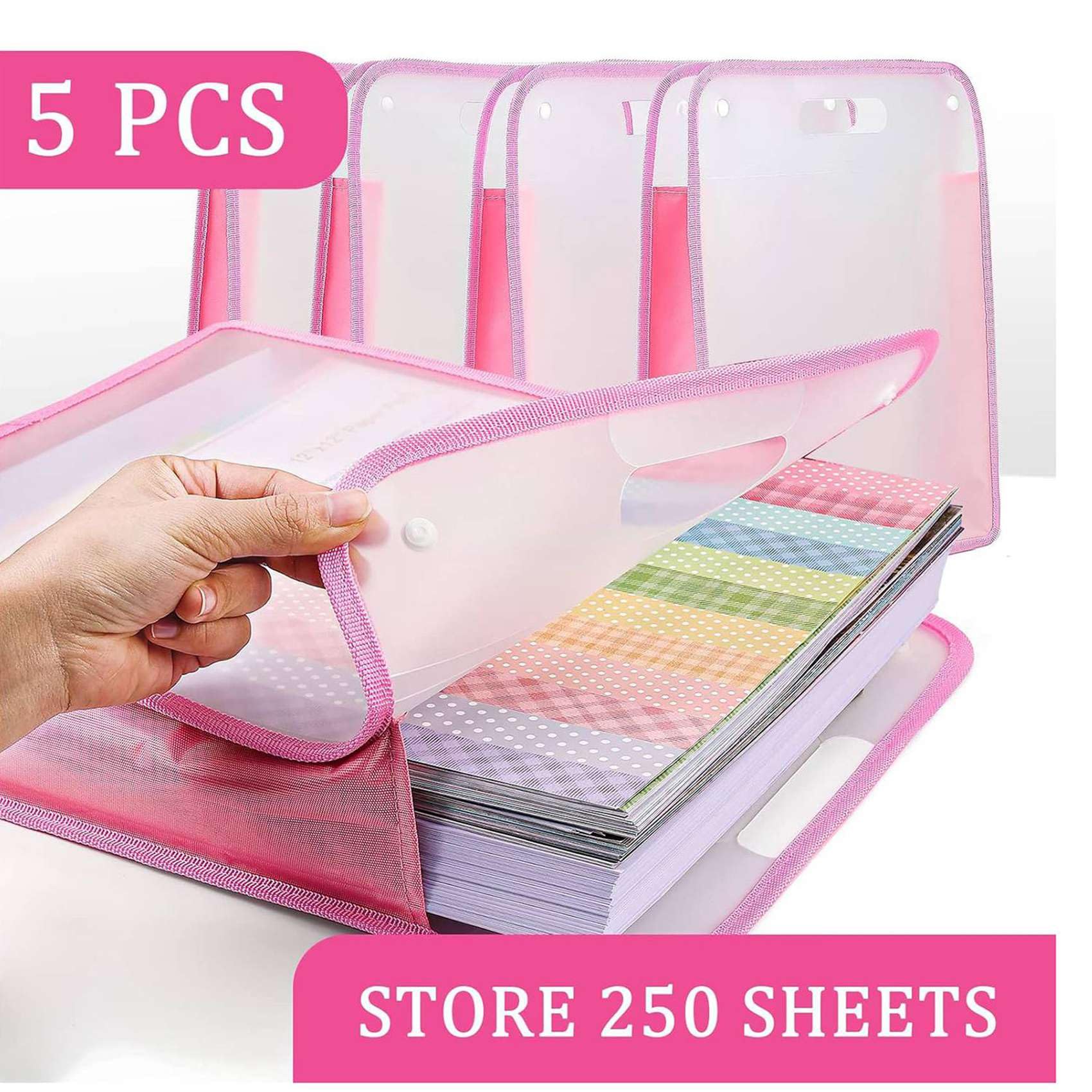 10-pak organizerów na papier do scrapbookingu, różowy, rozszerzalny papier, przenośne przechowywanie papieru do scrapbookingu, z zapięciem na guziki