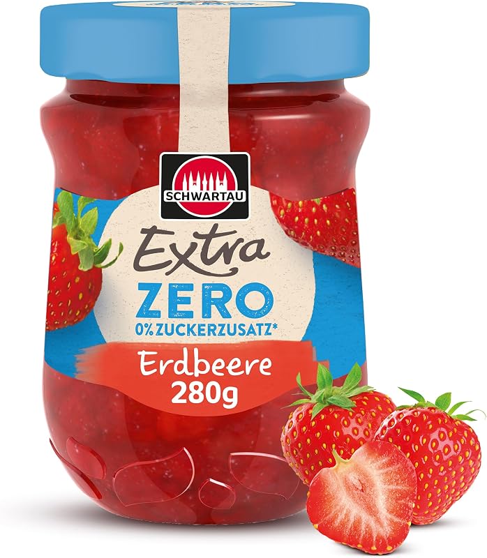 Schwartau Extra Zero Erdbeere, Fruchtaufstrich ohne Zuckerzusatz, 15 kcal pro 25g, 280g