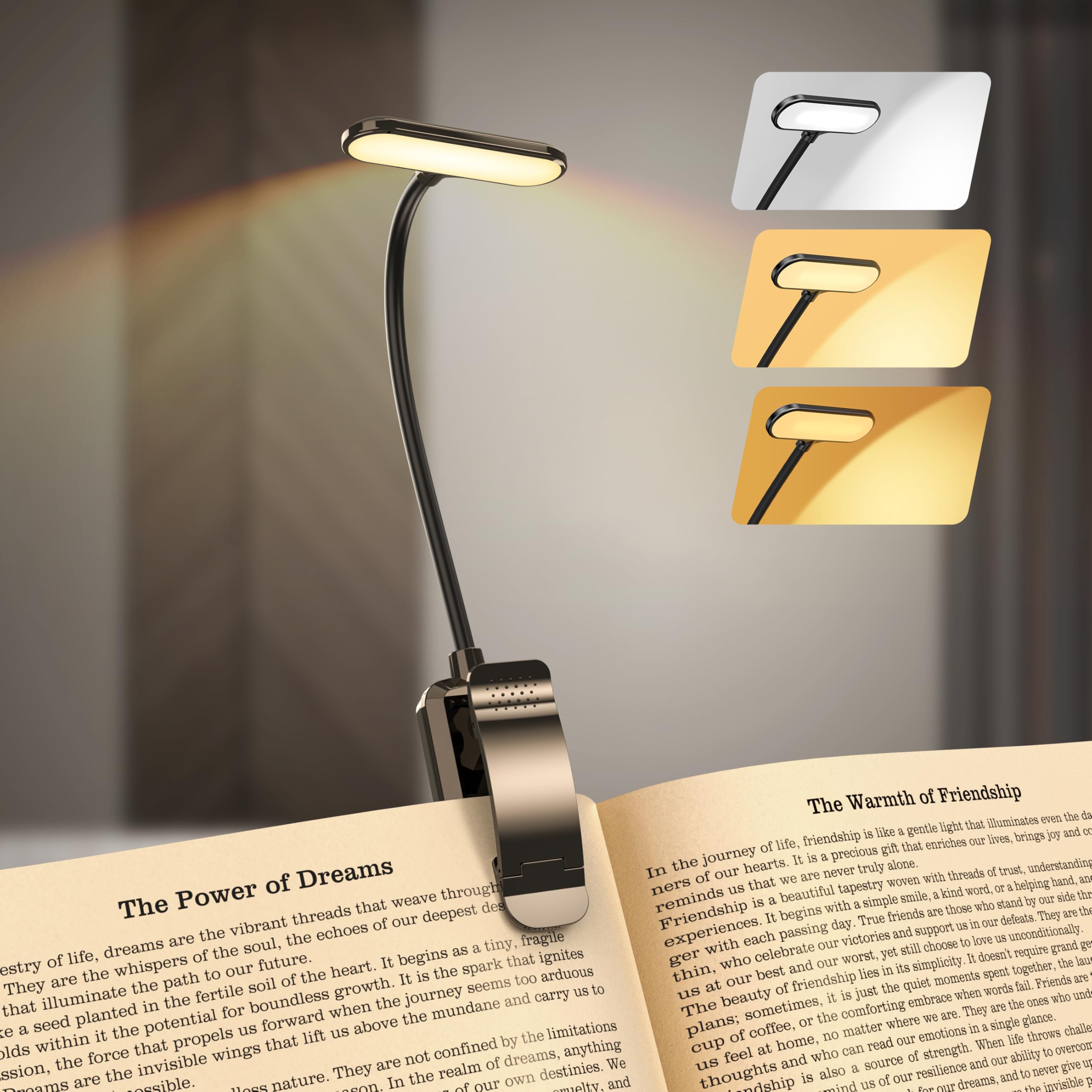 Lampe De Lecture LED Rechargeable Sans Fil 3200 MAh Flexible Dimmable 3 Couleurs 6 Luminosits Couleurs Multiples Largeight - Maison