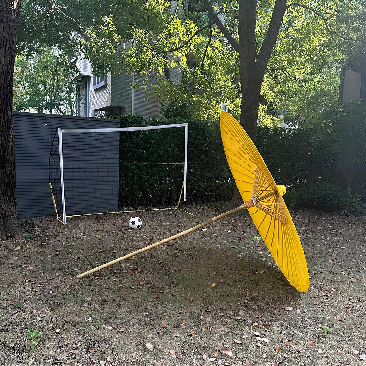 Chinesischer Sonnenschirm aus Ölpapier & Bambus – Ø200 cm, Handgefertigt, Faltbar & Leicht, UV-Schutz 50+ & Wasserfest – Für Terrasse, Gartenfest, Strand Sockel Nicht Inklusive(Orange)