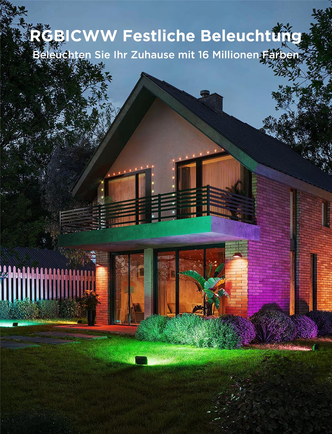 Govee Outdoor LED Strahler 48W RGB Außen Kalt/Warmweißes Licht 4000LM Kompatibel mit Alexa Matter IP66 Wasserdicht Flutlicht 4pcs