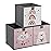 Navaris Kids Storage Cubes Set of 3 - Kids Cube Fabric Organizer Storage Bins - Foldable Cloth Cube for Childrens Bedroom Baby Nursery - Book Toy Bin Cubby Storage - Pink/White