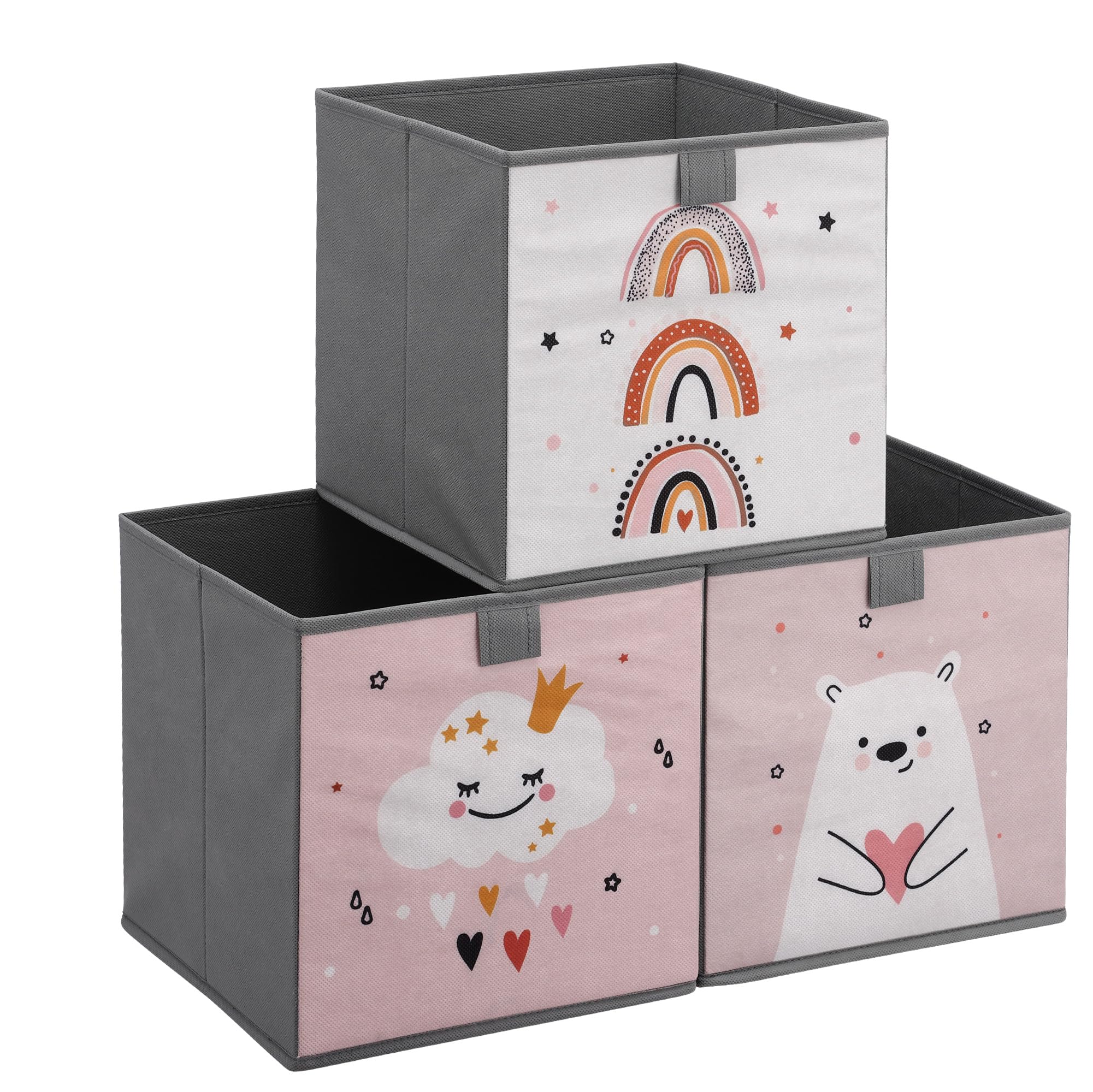 Navaris Caja Juguetes Plegable - 3X Organizador Juguetes Infantil 28 x 28 cm - Set de 3X Caja Almacenaje Infantil Plegables - Cesta Juguetes Infantil para Guardar Juguetes Peluches