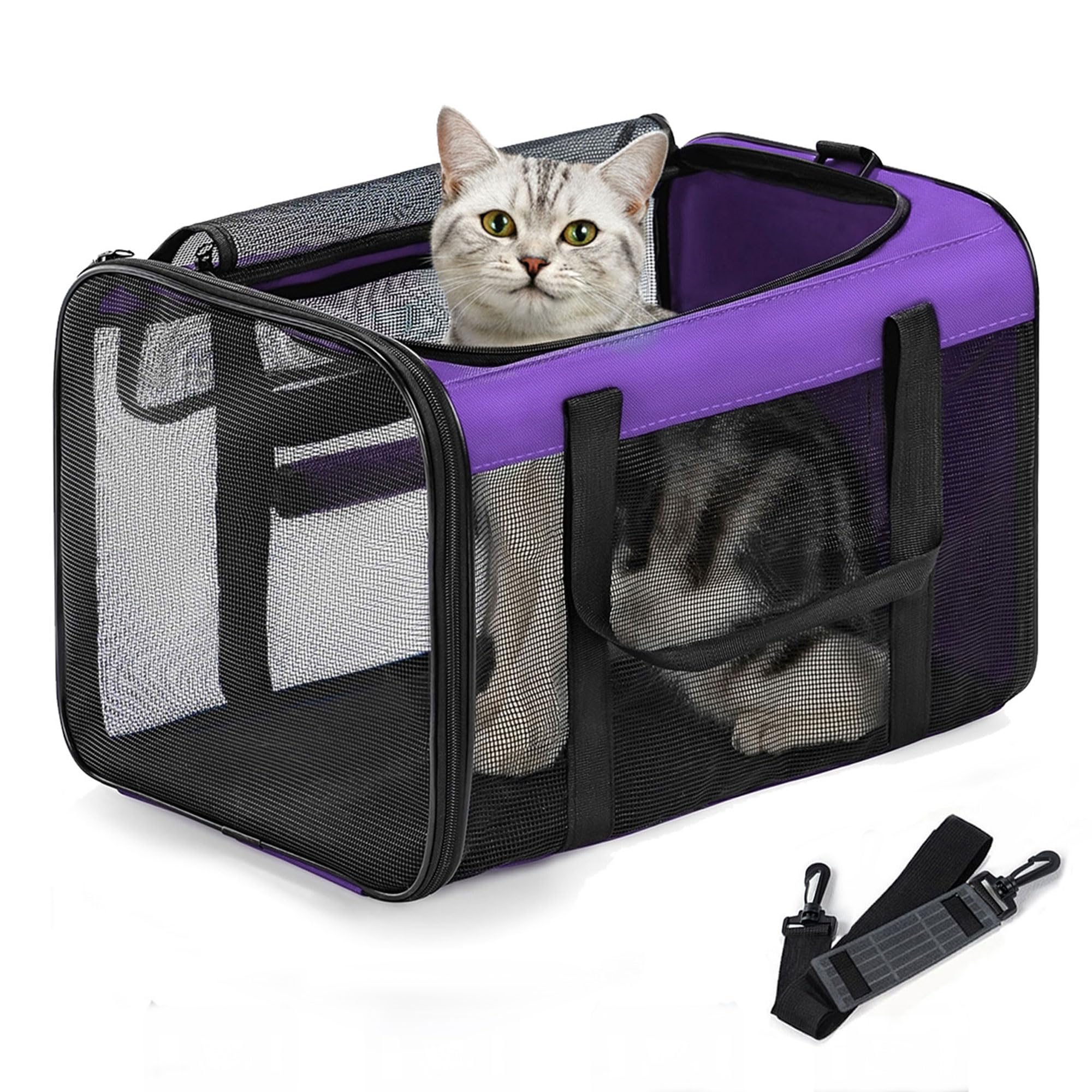 Conlun Cat Carrier Bag,Soft-Sided Pet Carriers for Dogs with 4-Sided Mesh,Airline Approved Cat Transport Carrier for Small&Medium Cats Kitten Puppy Up