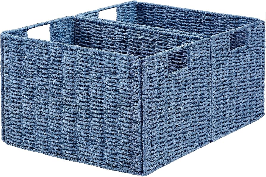 Amazon.com: Vagusicc Wicker Storage Basket, Set of 2 Hand-Woven Amazon.com: Vagusicc Wicker Storage Basket, Set of 2 Hand-Woven
