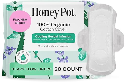 The Honey Pot Company - Despensas de algodón con hierbas para mujeres - Flujo pesado con alas - Infusionadas con aceites esenciales para efecto
