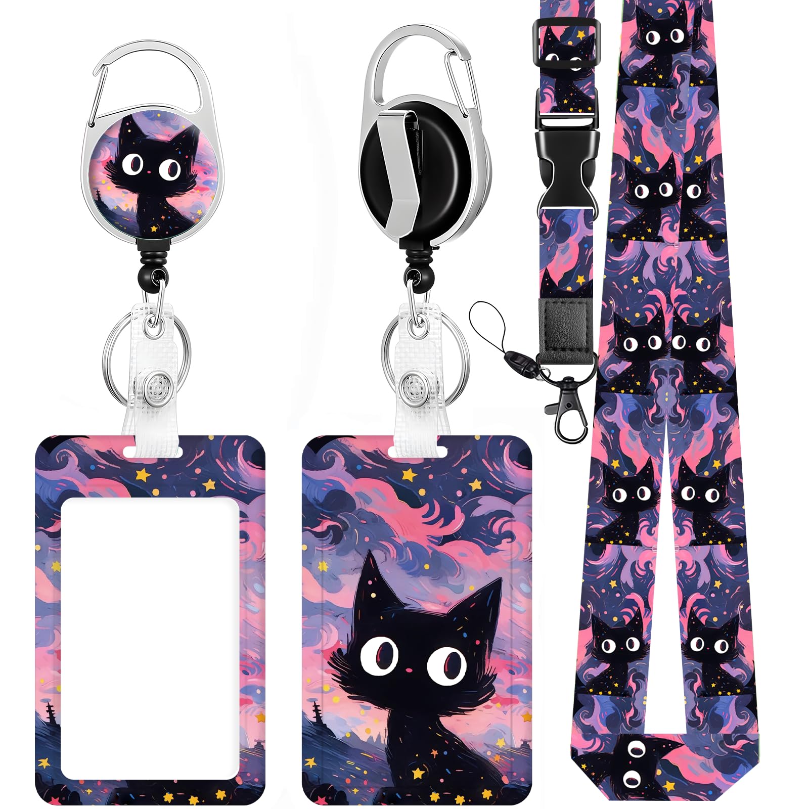 ID Badge Holder with Lanyard, Retractable ID Badge Card Holders Adjustable Lanyard Strap with Badge Reel and Vertical ID Holder for Nurse Students