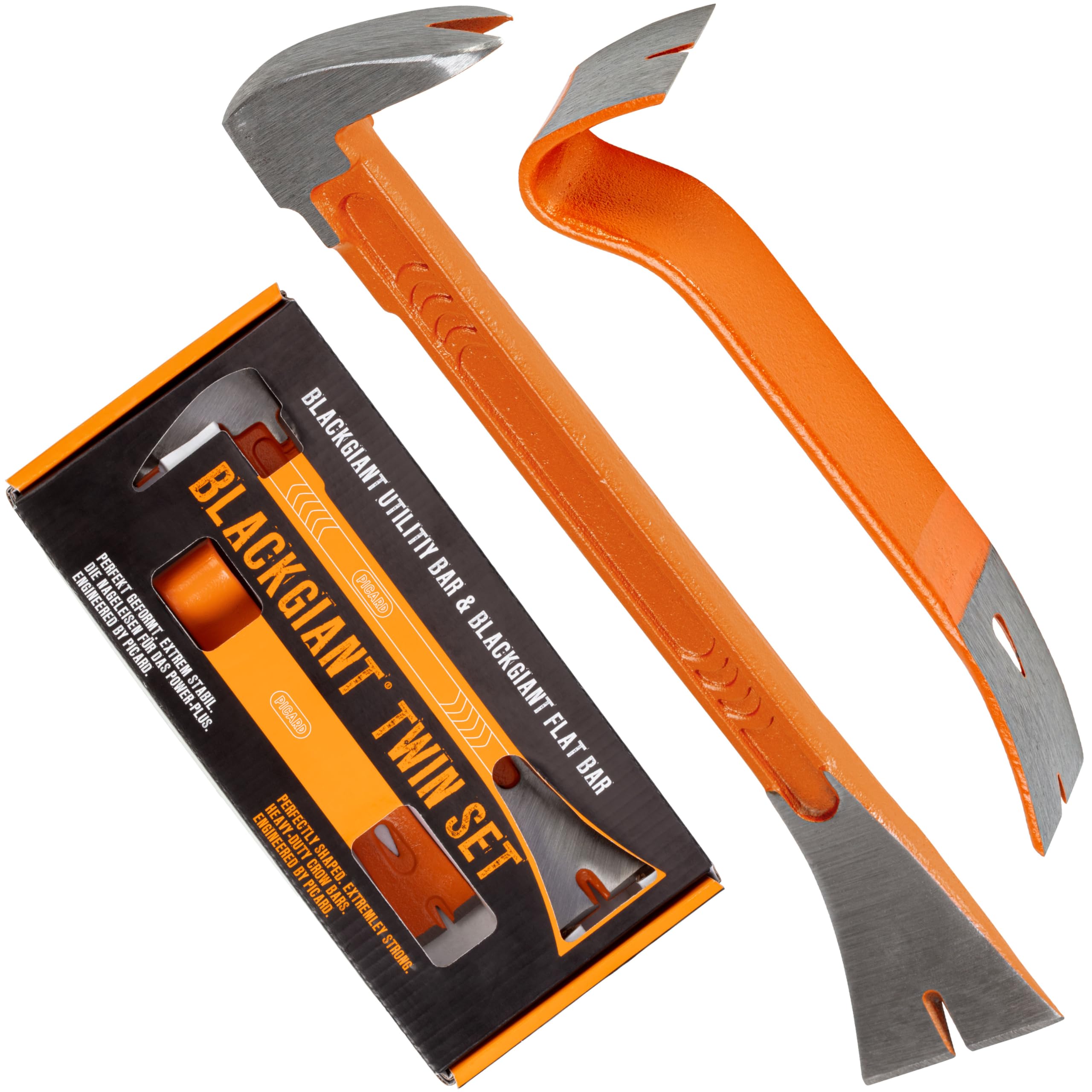 PICARD Palanca para Clavos BlackGiant® Twin Set 46X/46Y | Pata de Cabra Profesional | Palanca Forjada de Una Sola Pieza | Dos Tamaños para Uso Versátil | Alta Estabilidad Bajo Cargas Elevadas