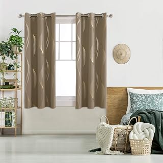 Deconovo Curtains for Living Room, Pattern Blackout Curtains 54 Inches Long