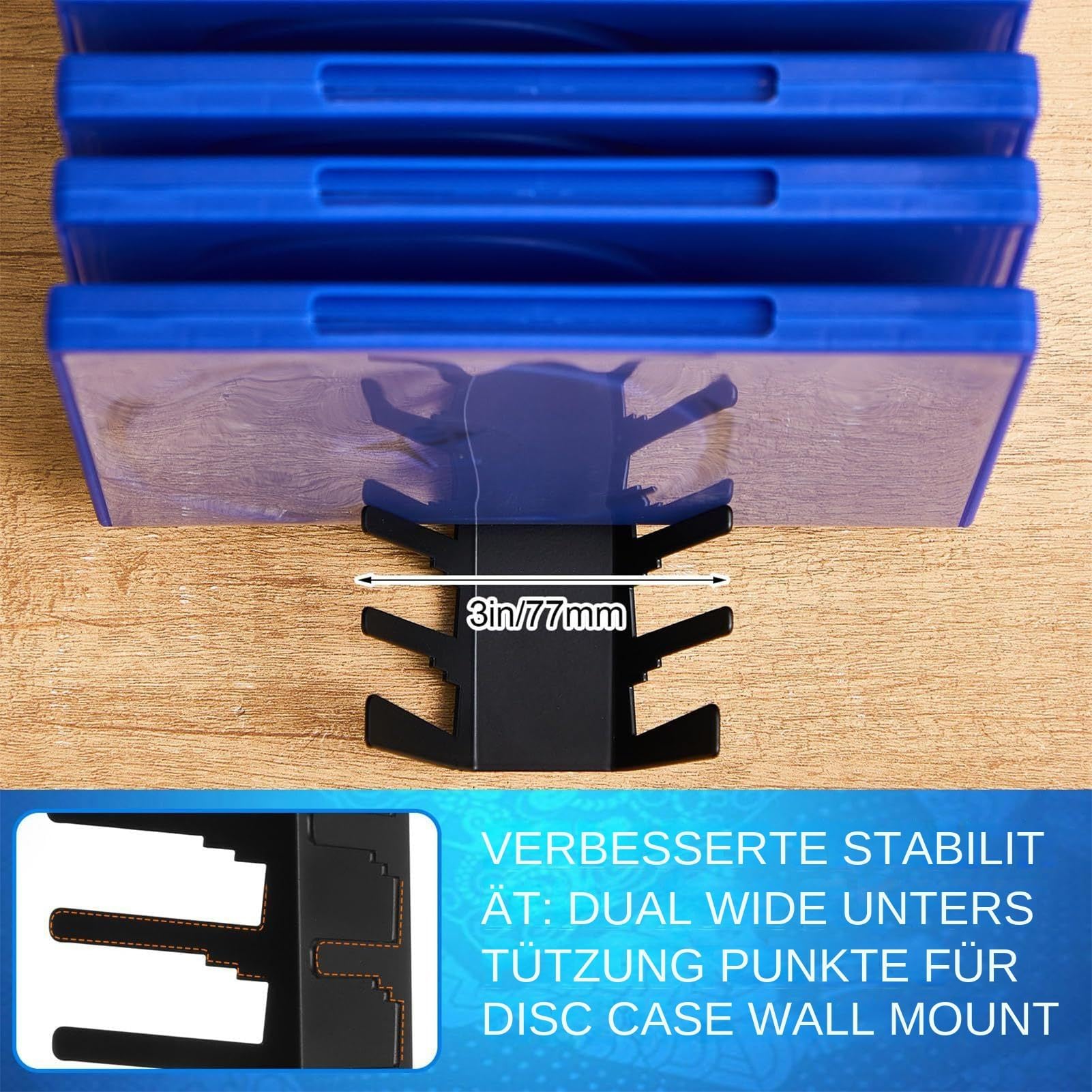 Robusto sistema di archiviazione per videogiochi in metallo, montaggio a parete, confezione da 2 per carichi pesanti, ideale per console di archiviazione dischi cucina, ufficio, camera da letto