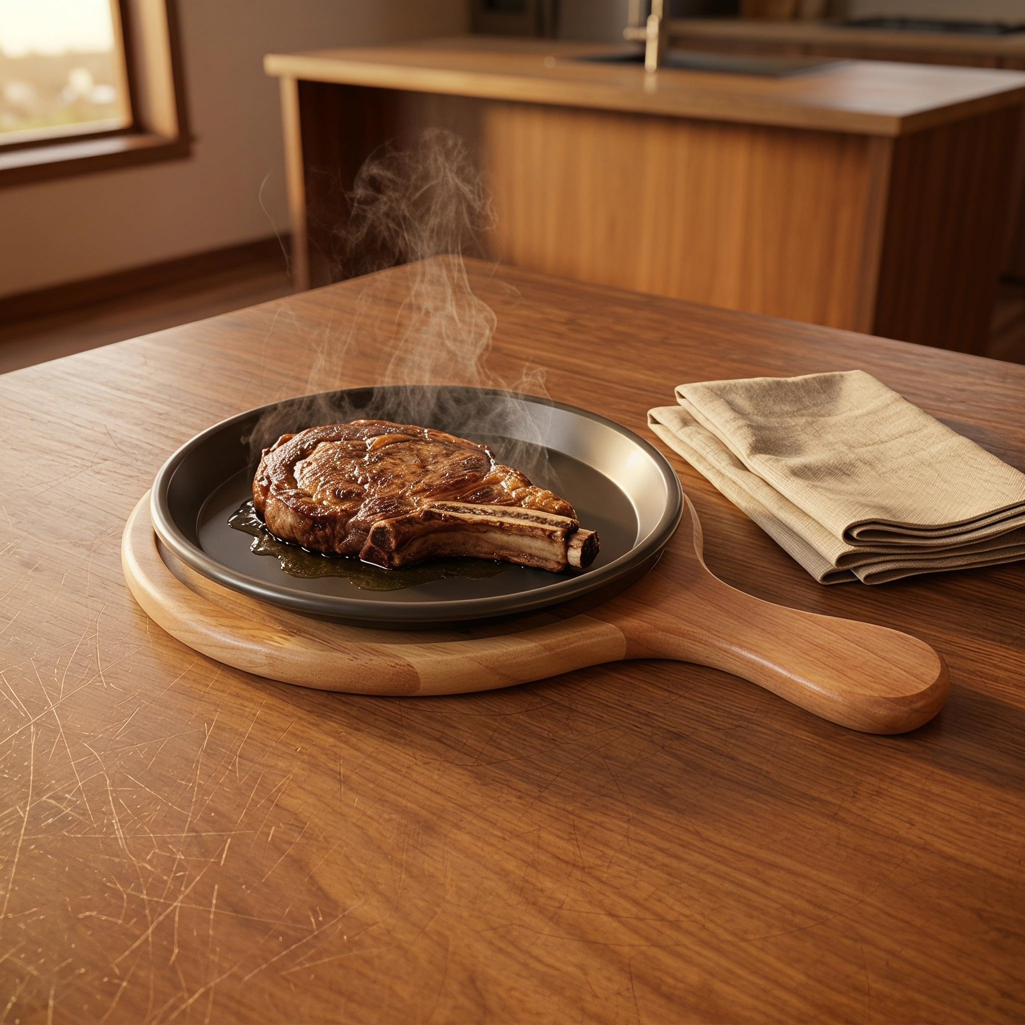 Gatuida 1 plaque à pizza antiadhésive de 20 cm avec plateau en bois de 23