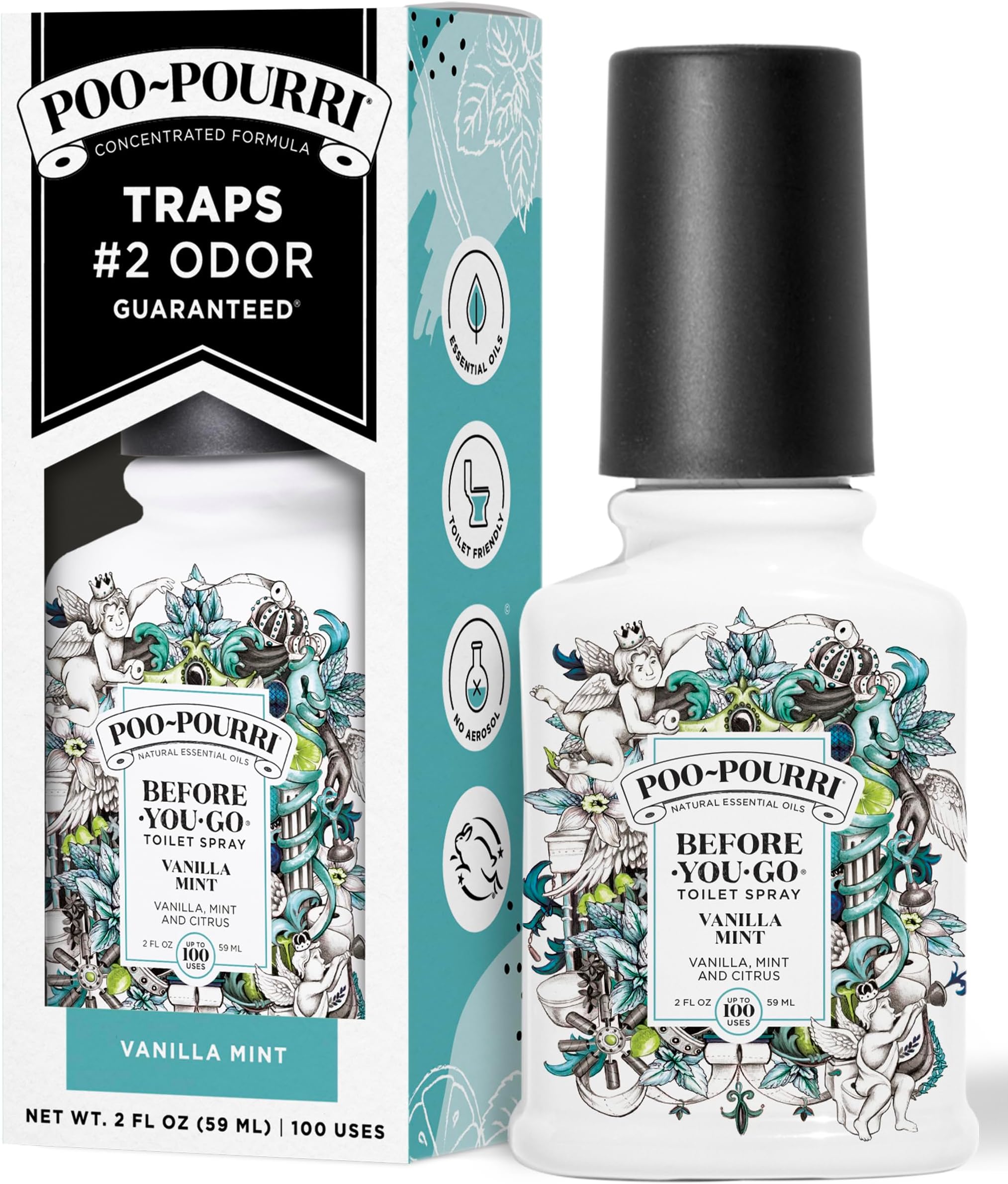 Poo-Pourri Before-You-Go Toilet Spray, Vanilla Mint, 2 Fl Oz - Vanilla, Mint and Citrus