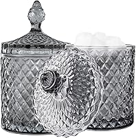 Vista 1 de rejomiik - Paquete de 2 tarros de vidrio para bastoncillos con tapa, frascos de apothicaria con tapa para dispensadores de envases de baño