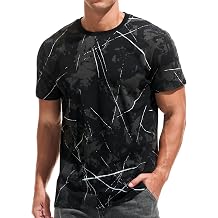 USALL Men's Summer Print T-Shirt 95% Cotton Casual Breathable Men's T-Shirt Short Sleeve