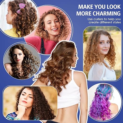 Miniatura 6 de 30 varillas rizadoras flexibles, rodillos de espuma suave sin calor, 1 peine de cola de rata, peine de cola de rata, para mujeres y niñas, cabello