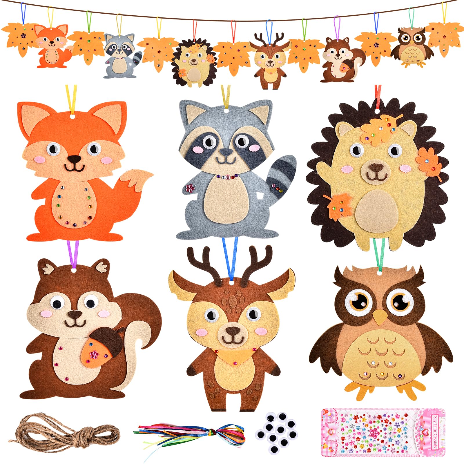 Kit Bricolage Enfant Automne - 13 Pièces, Animaux Forêt, Feuilles D'érable - Activités Manuelles Créatives - Cadeau Halloween, Thanksgiving