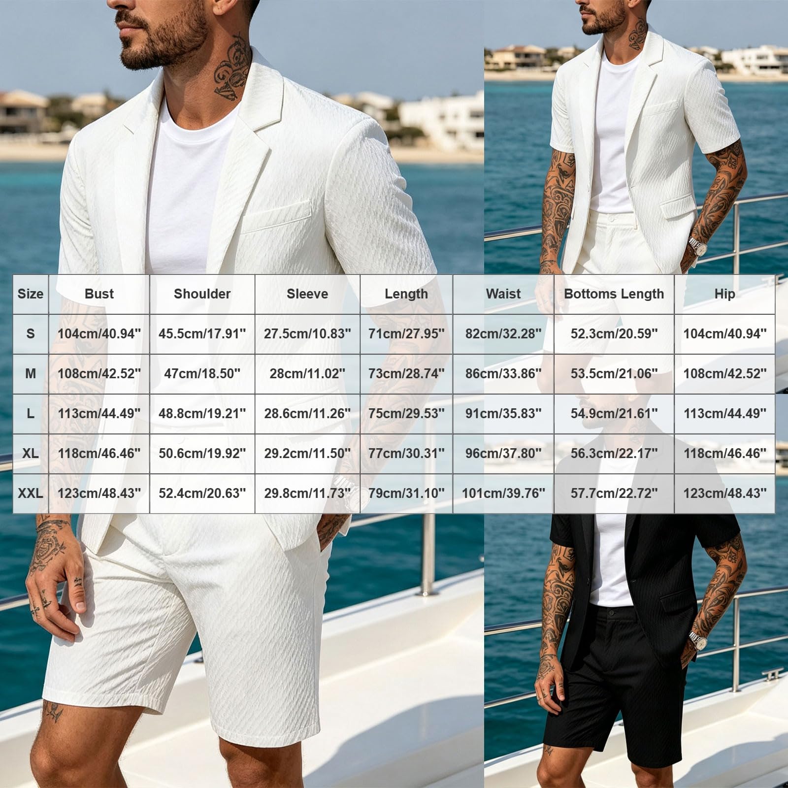 Herren 2 Teiliges Kurzblazer Sommer Jogginganzug Outfit Kurzarm Anzugweste Kurze Hose Casual Männer Atmungsaktiver Trainingsanzug Freizeitanzug Urlaub Strand Wedding Prom Business Holiday Occasion