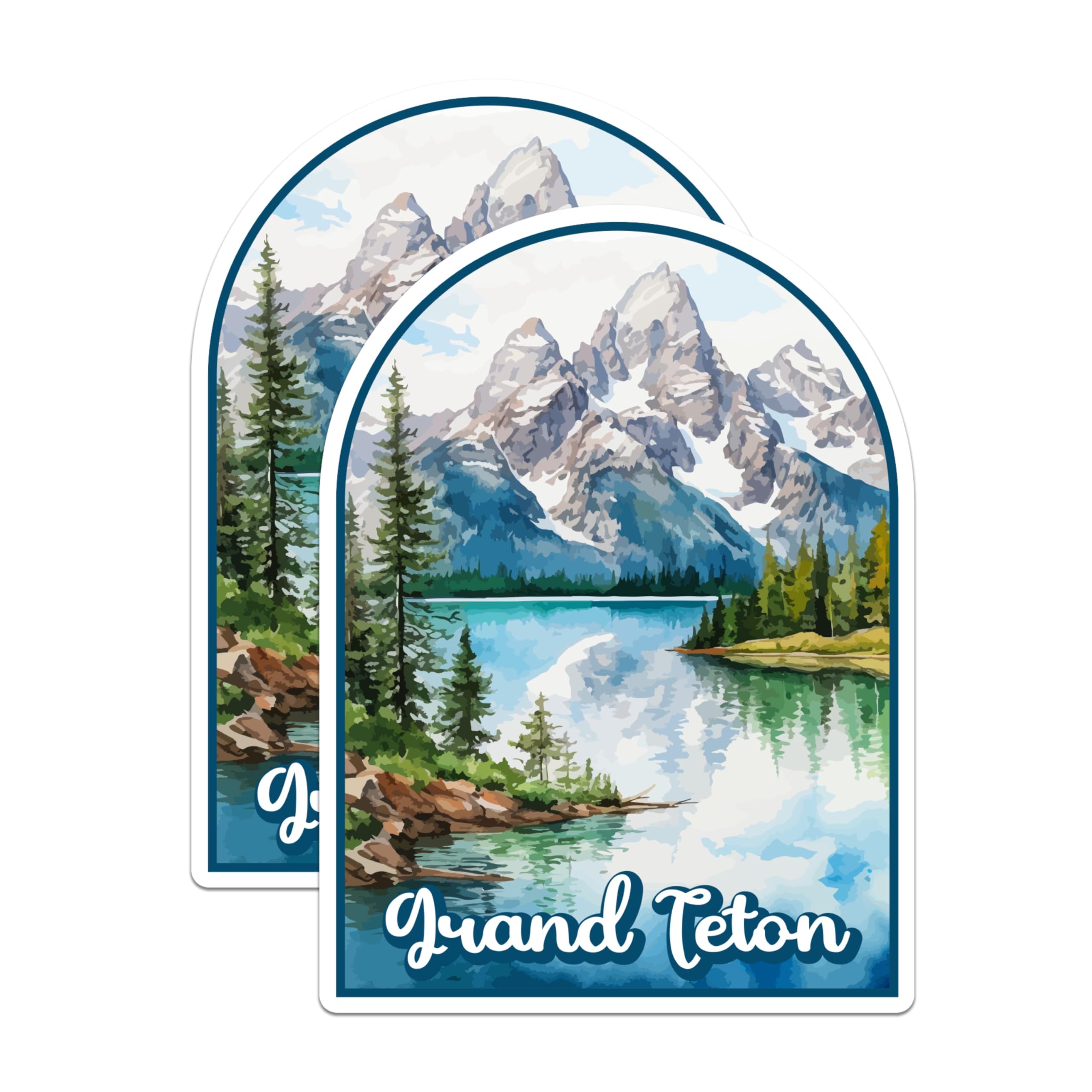 Sticker Grand Teton anti-décoloration pour voiture | Lot de 2 autocollants robustes 12,7 cm