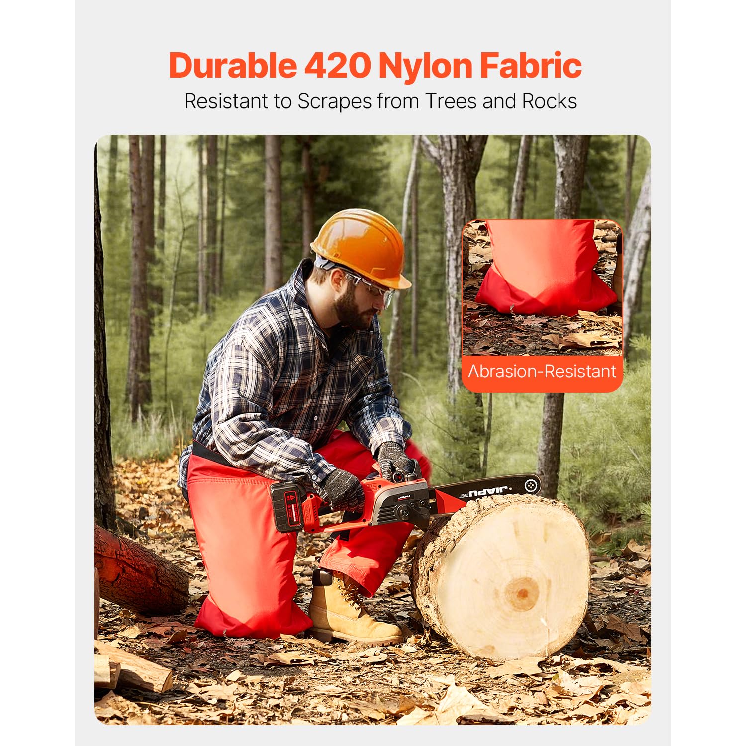 Happybuy Apron Patterned Chainsaw Leg Protectors, Class C, 8-Layered Chainsaw Pants with Adjustable Belt and Gear Pocket, for Men and Women, Safety Equipment for Loggers and Forest Workers, Large