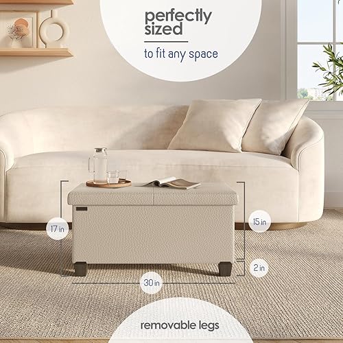 Miniatura 287 de Otomana plegable para dormitorio o sala de estar, con contenedores de almacenamiento, reposapiés para el extremo de la cama, soporta hasta 660 lb,