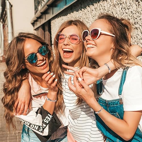 Vista 5 de Gybver Pulseras de hermanas para 3 como regalo del día de los Galentinos para mejor amiga, amistad, mejor amiga, pulseras para parejas como pulseras