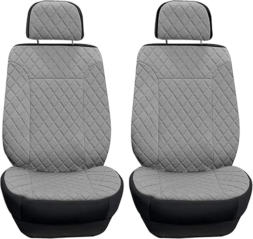 TLH Prestige 79 - Cojines de asiento de automóvil Neosupreme gris con puntada de diamante, paquete de dos fundas de asiento para autos, camiones,