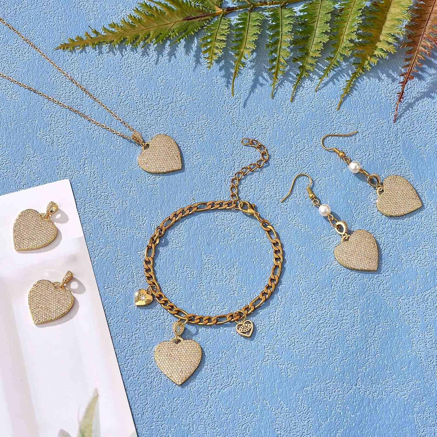 BEEFLYING 3pcs Valentine's Day Heart Brass Cubic Zirconia Charms Pendants Heart Shape Brass Pendants with Hanger Links for Jewelry Necklace Bracelet Making - Image 6