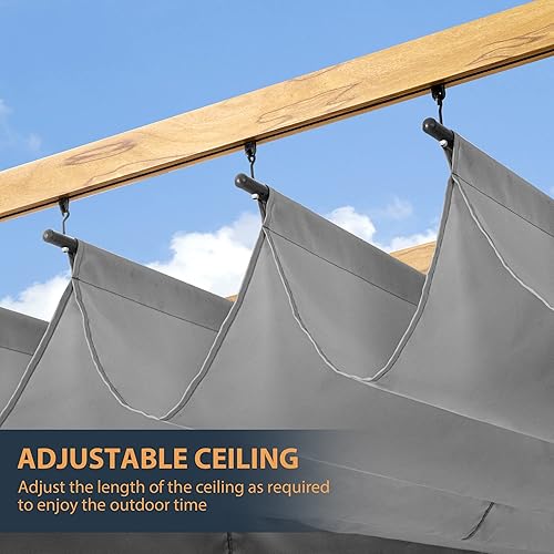 Miniatura 10 de HAPPATIO Toldo retráctil para pérgola para exteriores de 10 x 13 pies con marco blanco para patios traseros, jardines, pérgola de patio con toldo