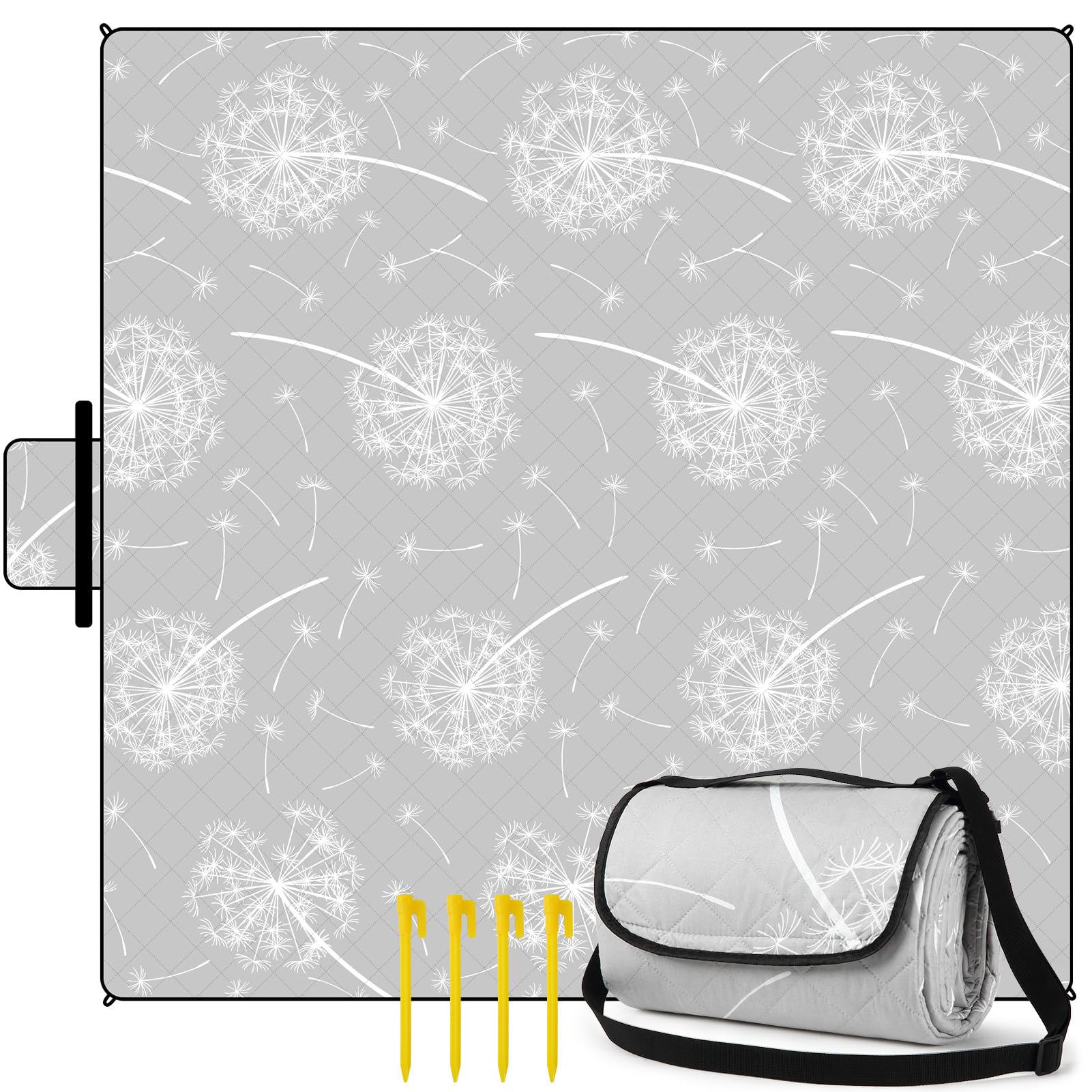HAUSPROFI Waterproof Picnic Blanket – 200 x 200 cm, Large Foldable Mat with Carry Strap, Machine Washable, Ideal for Camping, Park, Garden & Beach