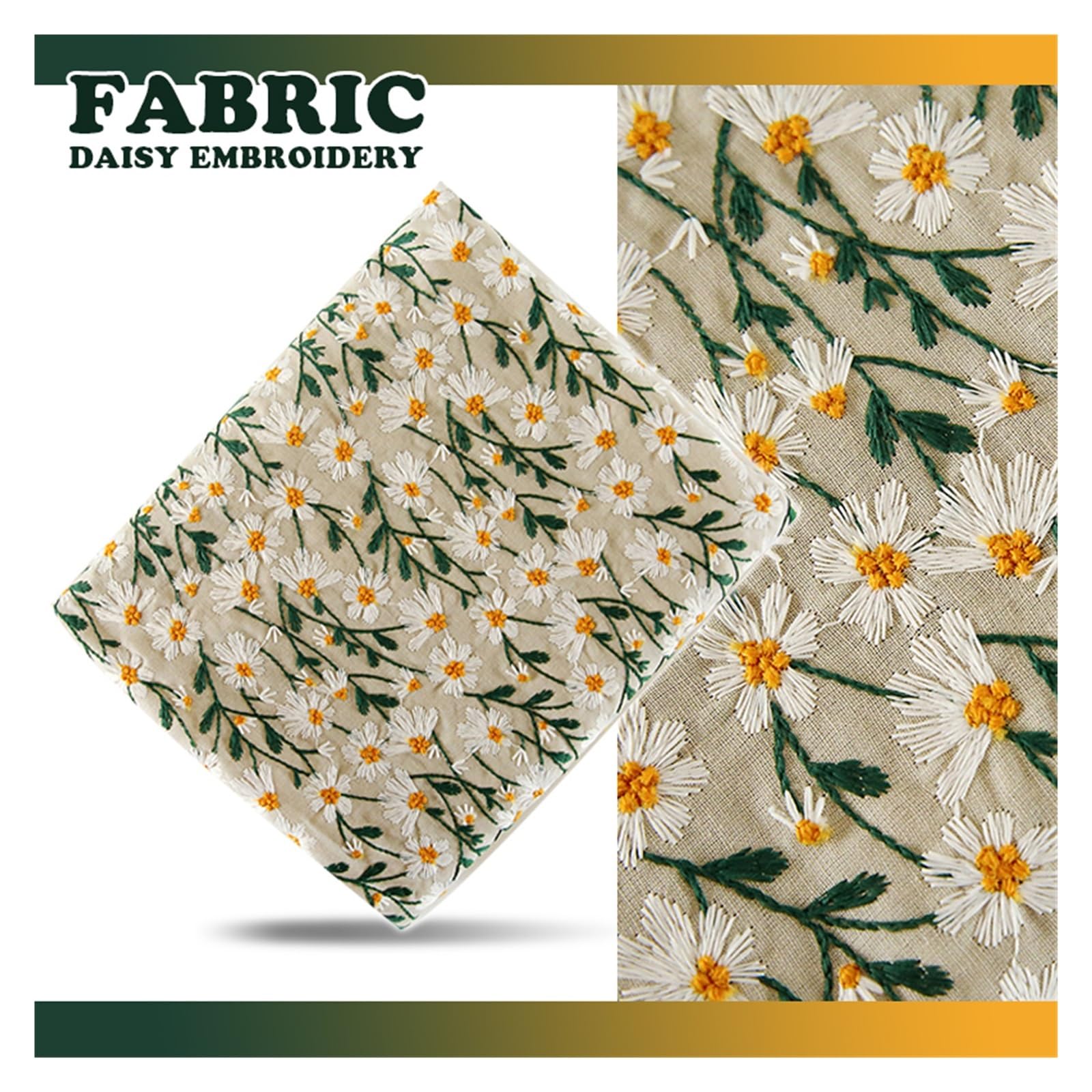 Tkanina brokatowa w kwiaty, Tkanina lniana bawełniana haftowana żakardowa 3D Daisy 50/100/200x135cm
