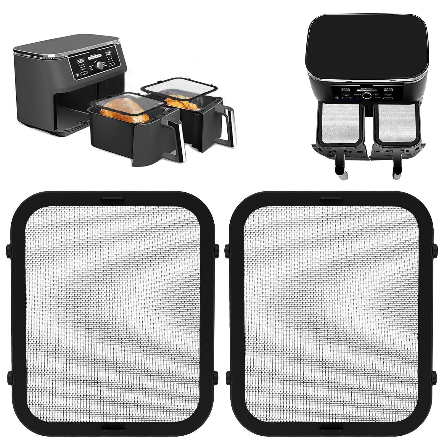 2X(Bouclier -éClaboussures En Acier Inoxydable Pour Ninja Foodi FG551