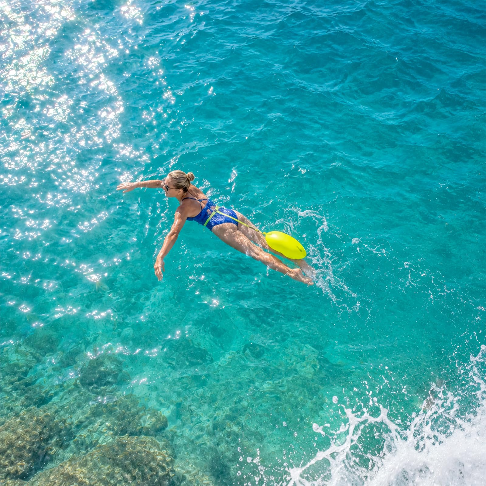 Schwimmboje, Gut Sicherheit beim Schwimmen, Einfarbige Sicherheitsboje für Freiwasser und Triathlon, mit Hüftgurt, Gut Sichtbare Schwimmhilfe für Erwachsene