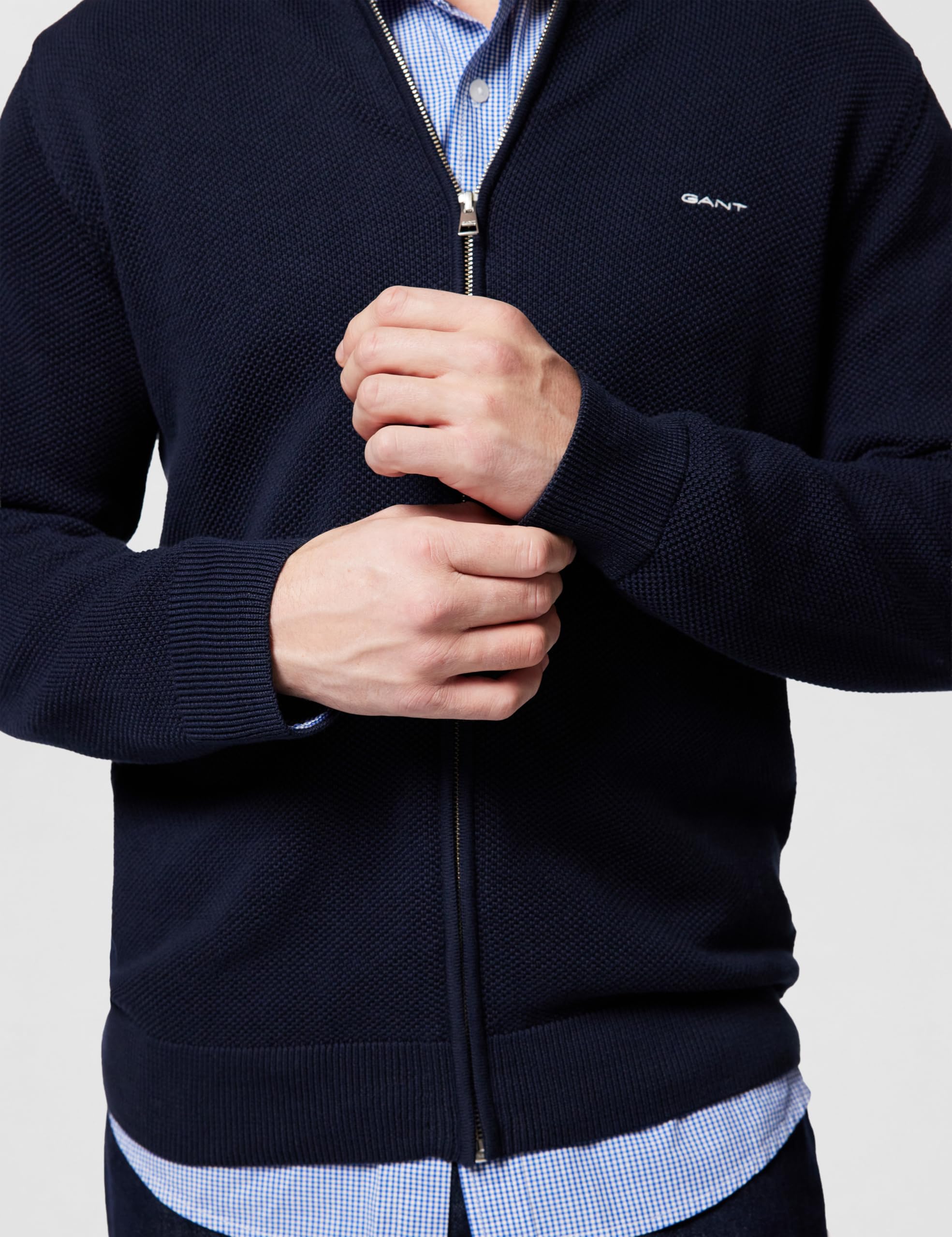 Gant Herren Cotton Pique Zip Cardigan Strickjacke (1er Pack)