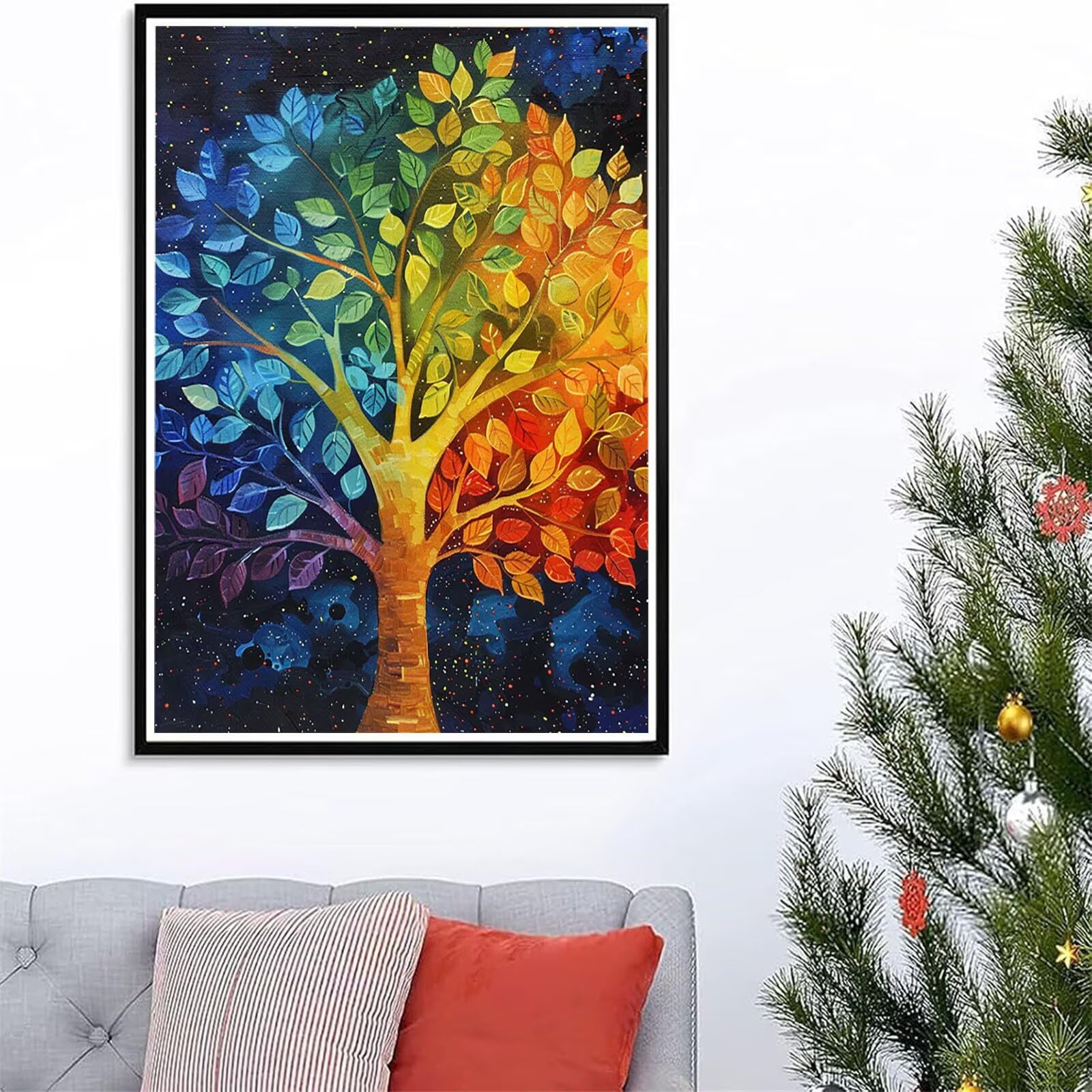 Kolorowe zestawy artystyczne z diamentami dla dorosłych, drzewo 5D, zestawy do malowania diamentami dla dorosłych, DIY, okrągłe, pełne wiercenie, sztuka dla początkujących, kryształowe rękodzieło