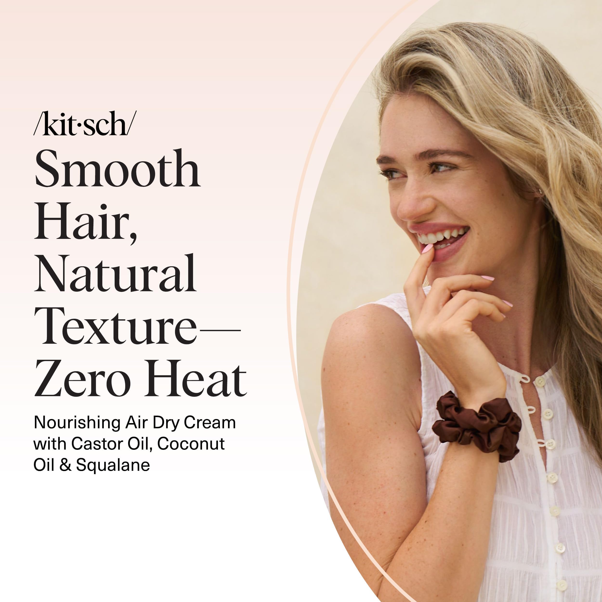 Kitsch Smoothing Air Dry Cream for Hair – Frizz Control Hair Care Product with Castor Oil & Coconut Oil – Weightless Styling Cream - Enhances Natural Texture Appearance | Ideal Gifts for Women – 5 oz