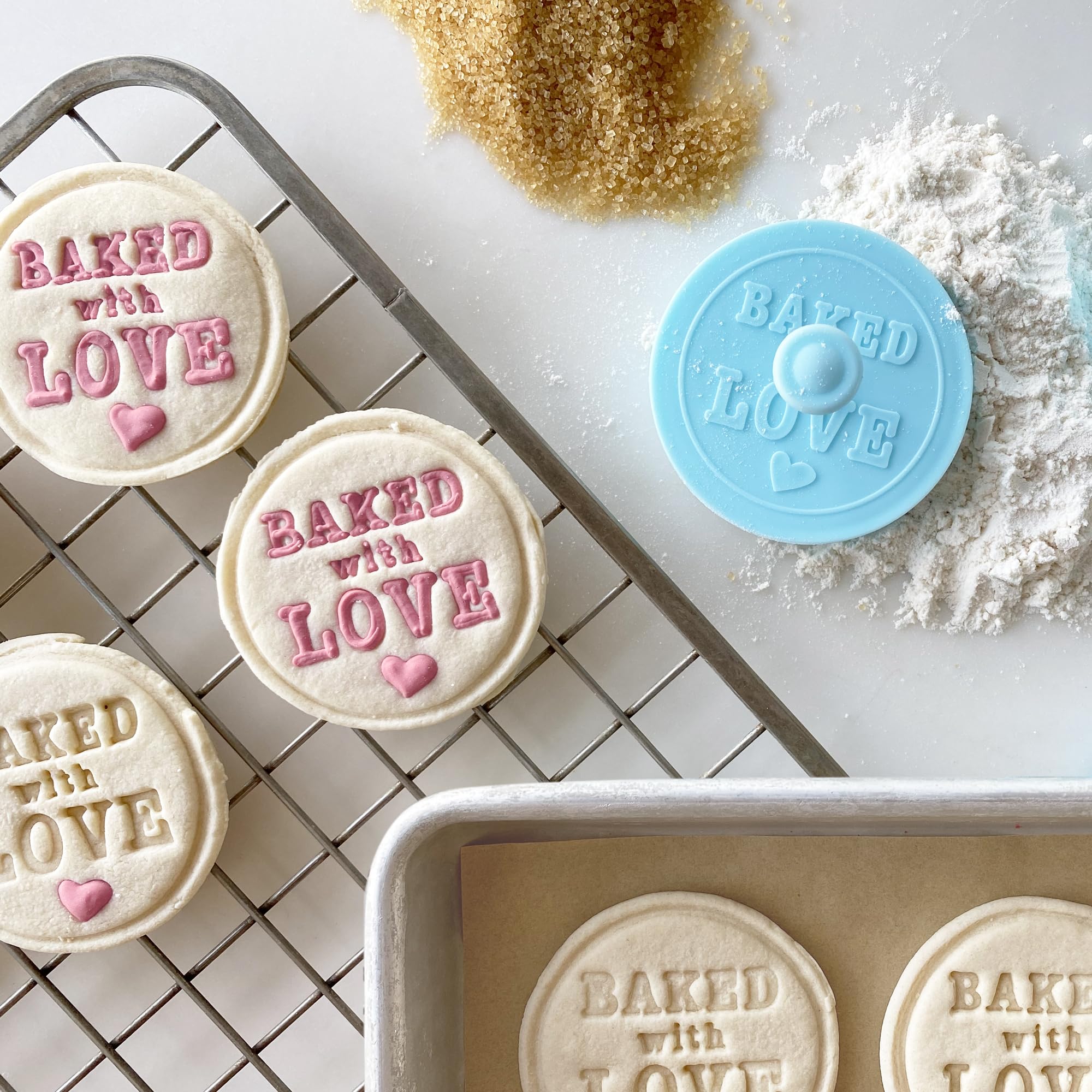 R&M International 0412 Baked with Love Pastry and Cookie Stempel, Blau, 6,3 cm