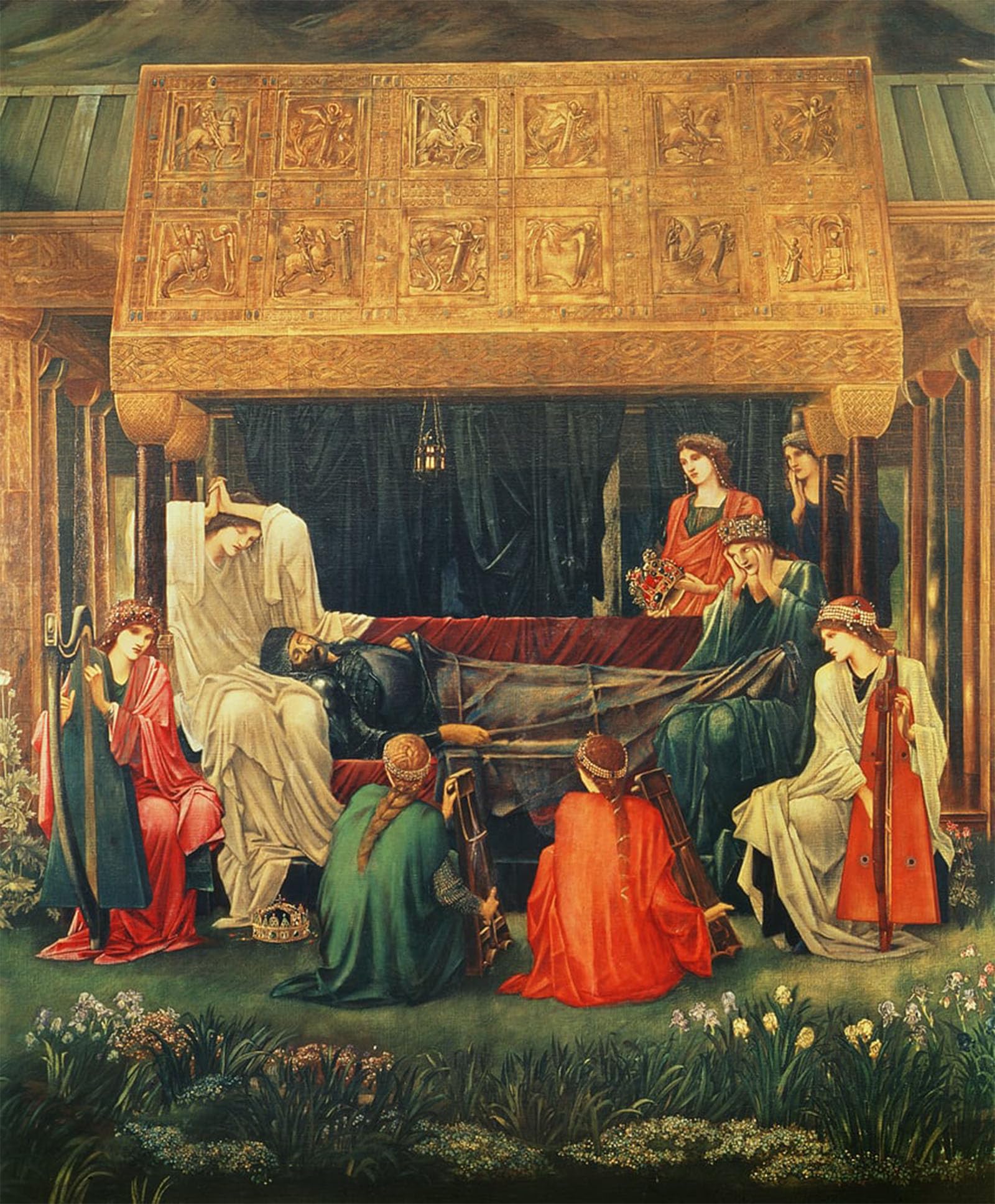 POSTERIIk Vintage Art Print Images Pictures Print the Last Sleep of Arthur in Avalon by Edward Burne Jones Modern Colour Posters for Office Home Decor 60x90cm