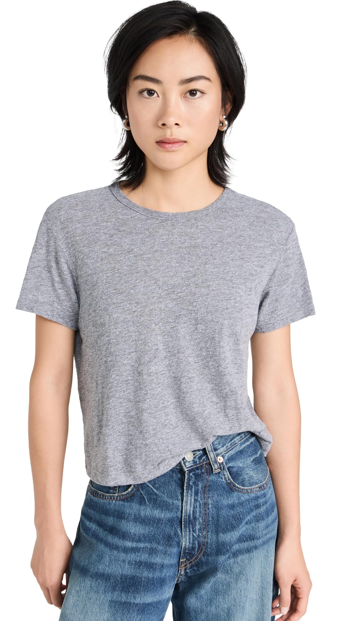 MONROWWomen's 50's Vintage Tee, Crew Neckline, Relaxed Fit & Slight Crop