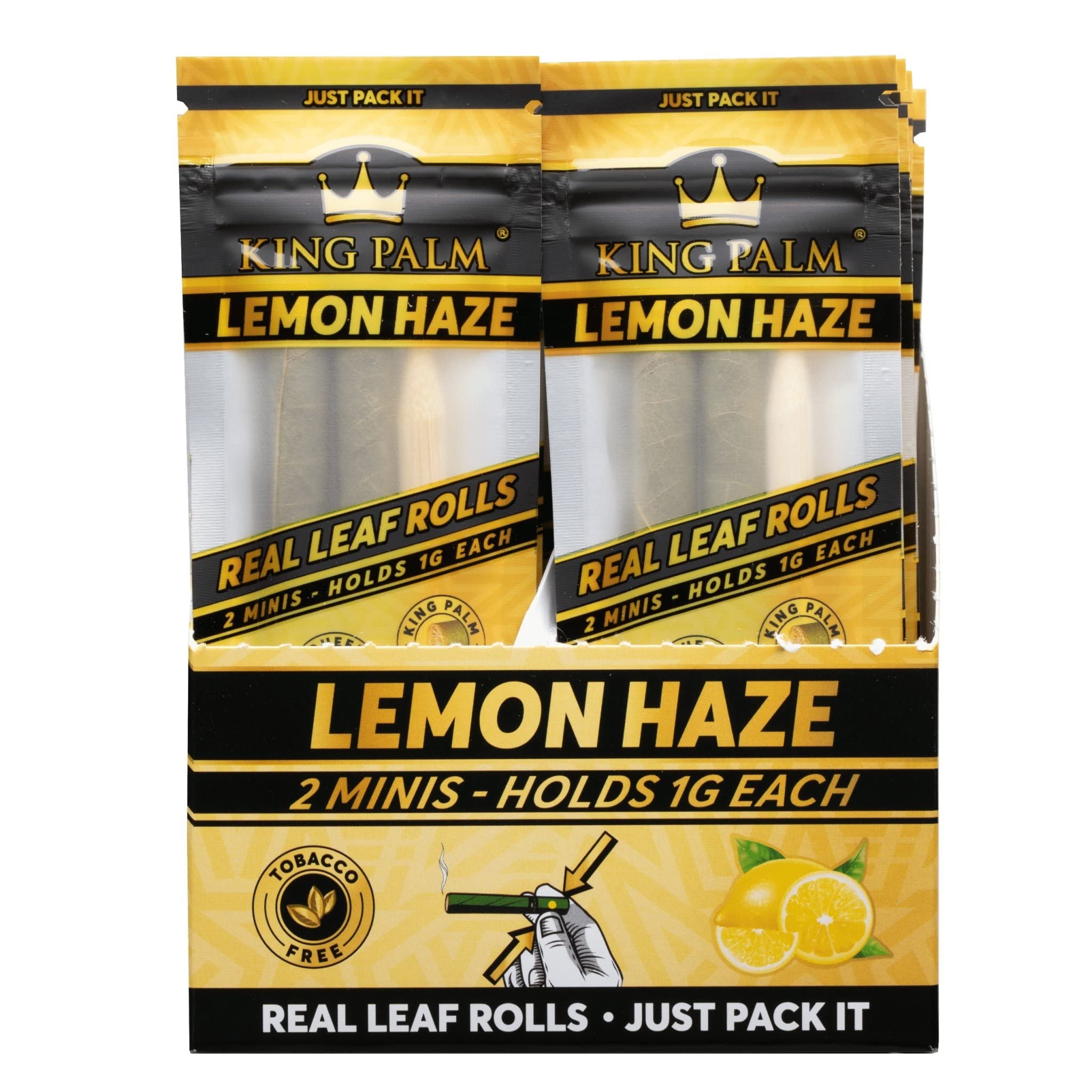 King Palm | Lemon Haze | Flavoured wraps | (Minis) Holds 1.g | (10 Packs = 20 Rolls)