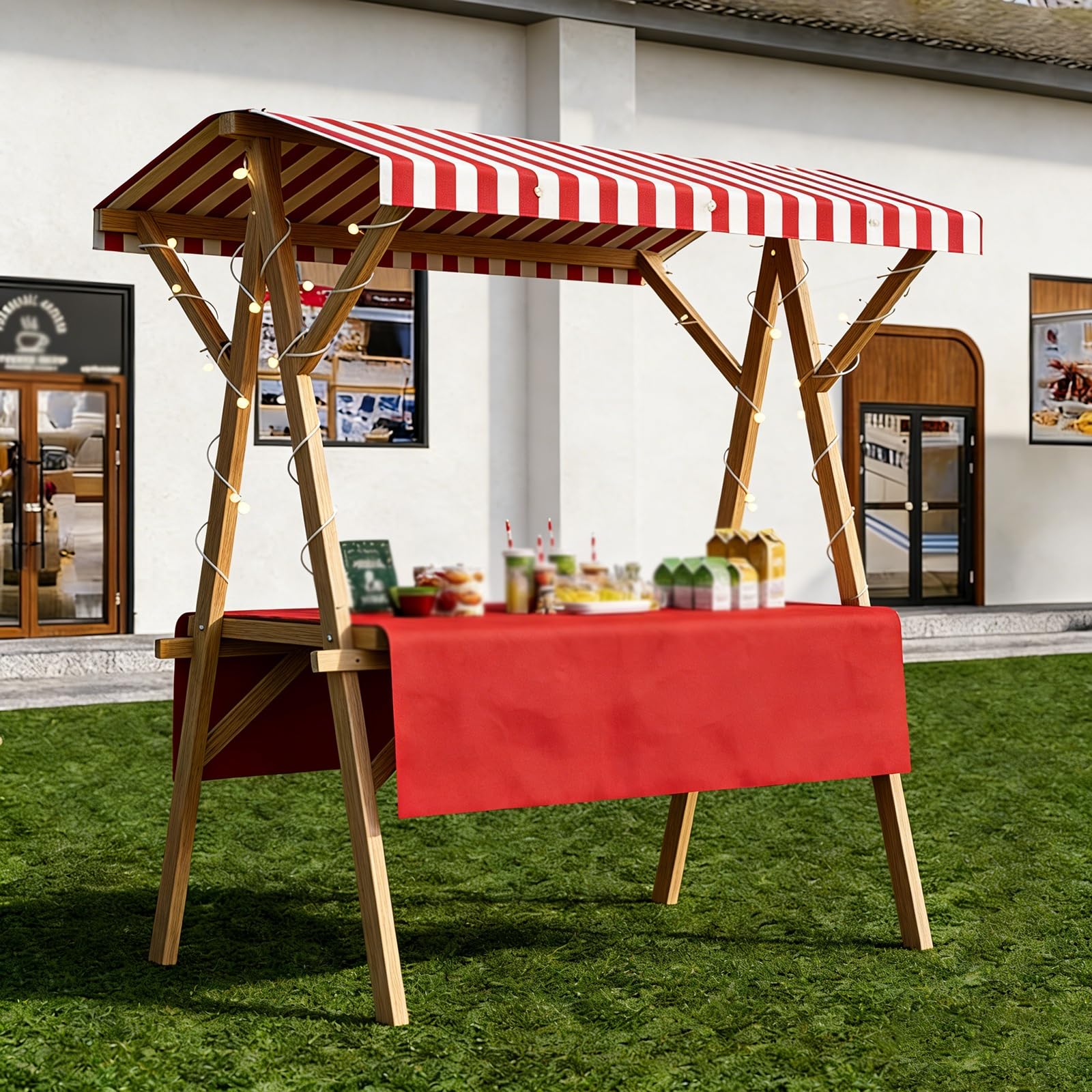 Carrello pieghevole con tettoia, carrello mobile per mercati agricoli, fiere artigianali, eventi di cibo di strada, feste e uso commerciale