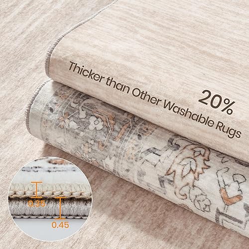Miniatura 95 de Rugland Alfombras de área de 8 x 10, alfombra lavable resistente a las manchas, alfombras antideslizantes para sala de estar, alfombras tribales