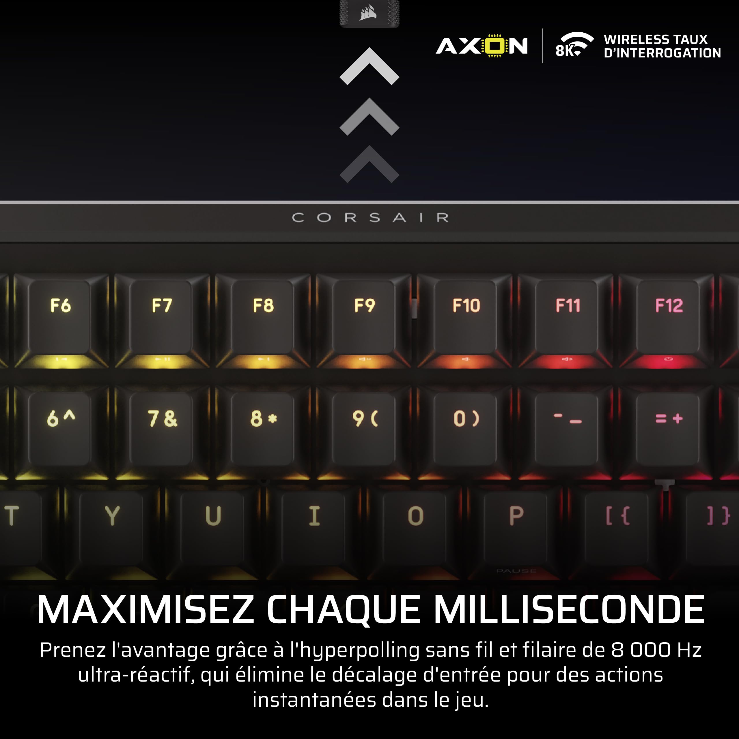 Corsair Vanguard 96 sans Fil Hall Effect Clavier de Jeu (AZERTY FR) – Noir | Magnétique Mécanique, 96%, MLX Plasma Commutateurs, Interrogation 8 000 Hz, Rapid Trigger, Stream Deck Virtuel, SOCD Flashtap